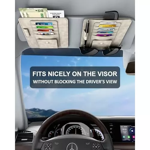 FEDUS Premium Car Sun Visor/Organiser and Document Holder Lite-Beach