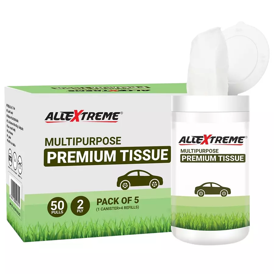 Allextreme Multi Purpose Tissues Cup Holder Box 50 Pulls Cylindrical Shape for Car, Home and Travel, EXPT50P1 (Pack of 5)
