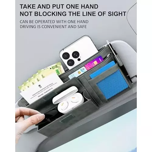 FEDUS Premium Car Sun Visor/Organiser and Document Holder Grey (Pack of 2 Pcs)