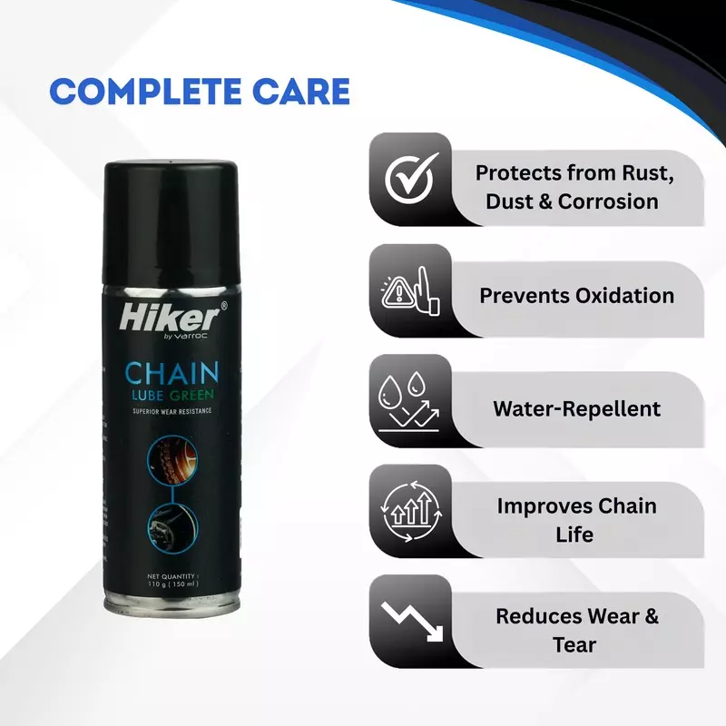 Hiker By Varroc Multi-Functional Chain Lube 150 ml Liquid Green for All Chain Types (Pack of 10 Pcs)