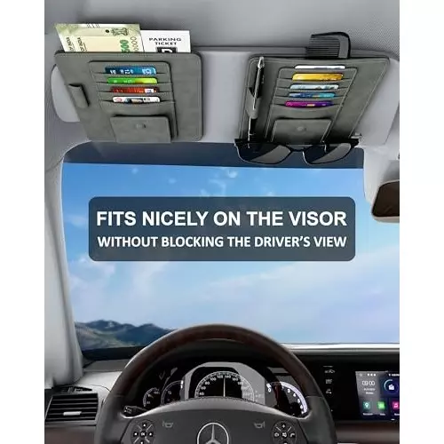 FEDUS Premium Car Sun Visor/Organiser and Document Holder Ash Grey