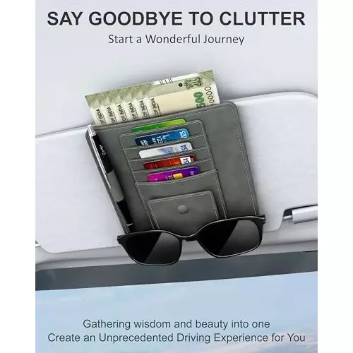 FEDUS Premium Car Sun Visor/Organiser and Document Holder Ash Grey