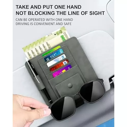 FEDUS Premium Car Sun Visor/Organiser and Document Holder Ash Grey