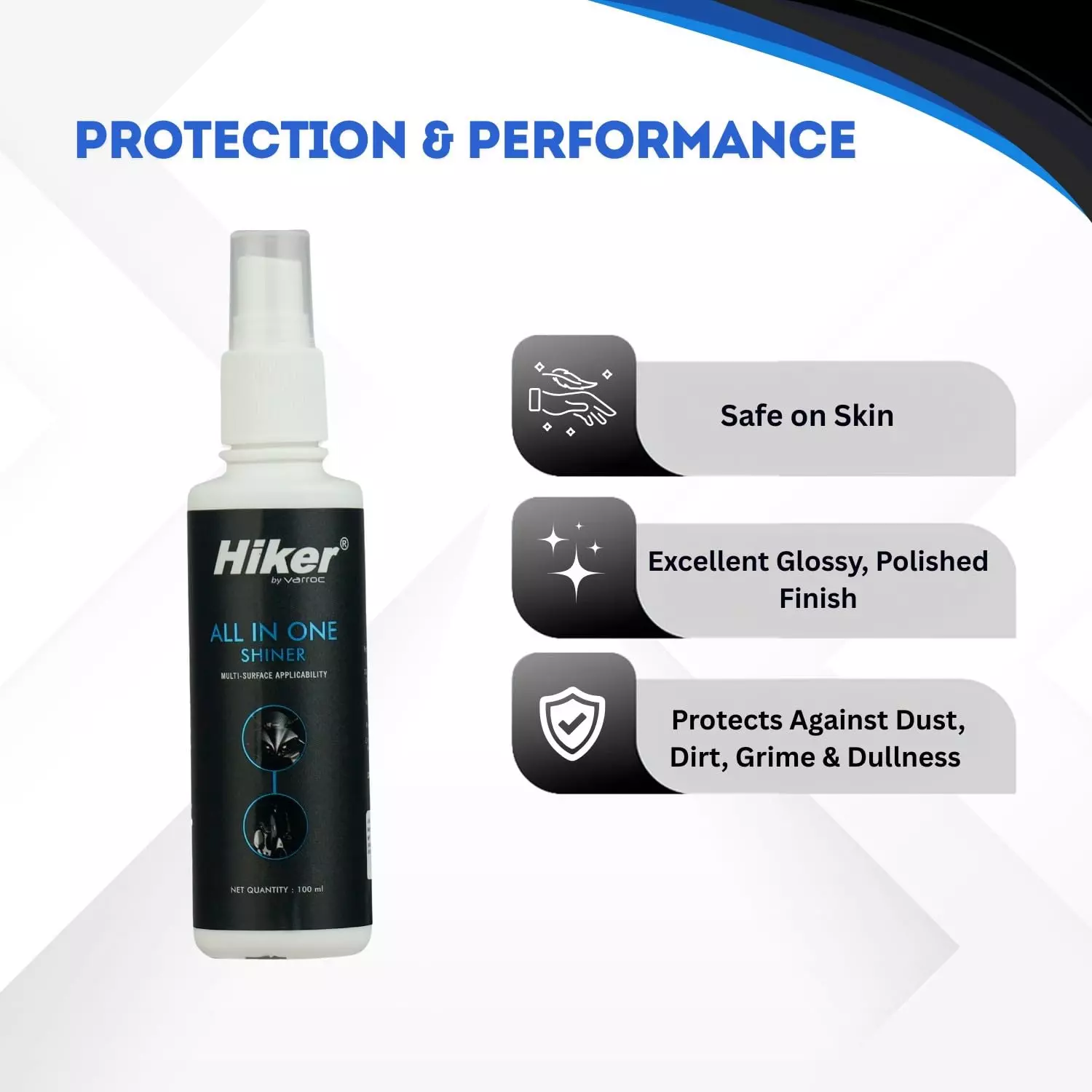 Hiker By Varroc Multi-Functional All in 1 Shiner 250 ml Liquid for Plastic & Leather (Pack of 10)