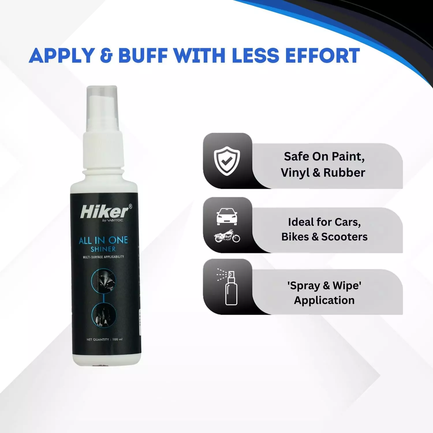 Hiker By Varroc Multi-Functional All in 1 Shiner 250 ml Liquid for Plastic & Leather (Pack of 10)