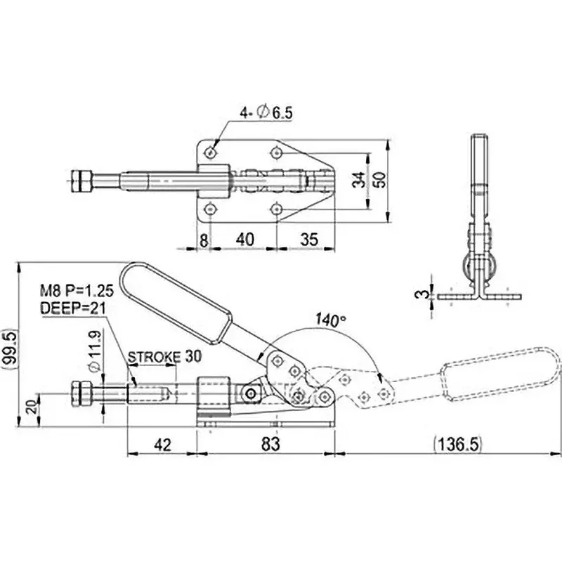 monotaro-side-push-type-toggle-clamp-ss400-unichrome-pvc-handle-2195-mm-maximum-length-gh-36020m
