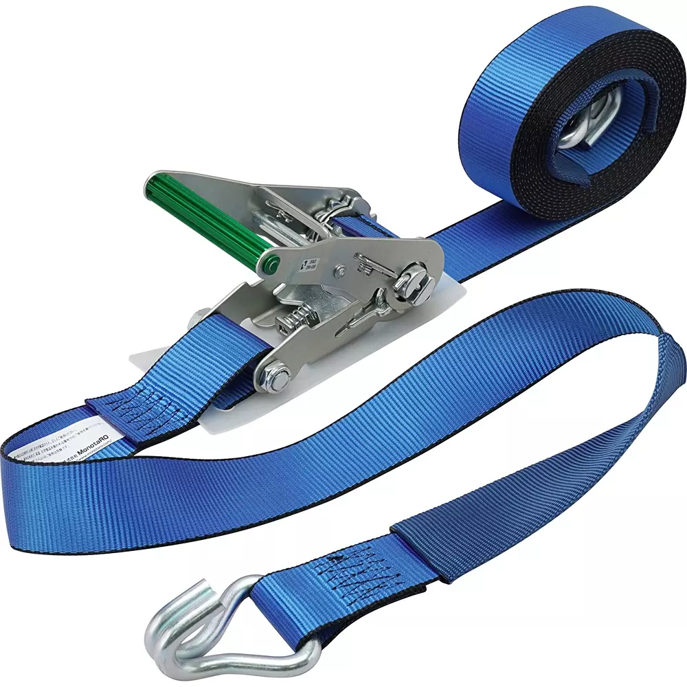 MonotaRO Lashing Belt J-Hook Jis Certified Blue 50 mm Width, 9118387