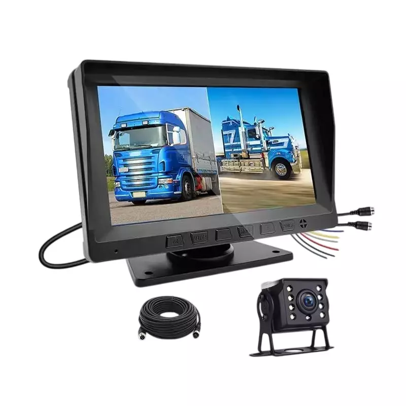 Justrack 7 Inch (177.8 mm) Monitor With 1 Camera & 15 m Aviation Cable Kit 2 Channel Suitable for Car, Bus, Truck and Heavy Duty Vehicles, JT-MMD01-7-LED-1