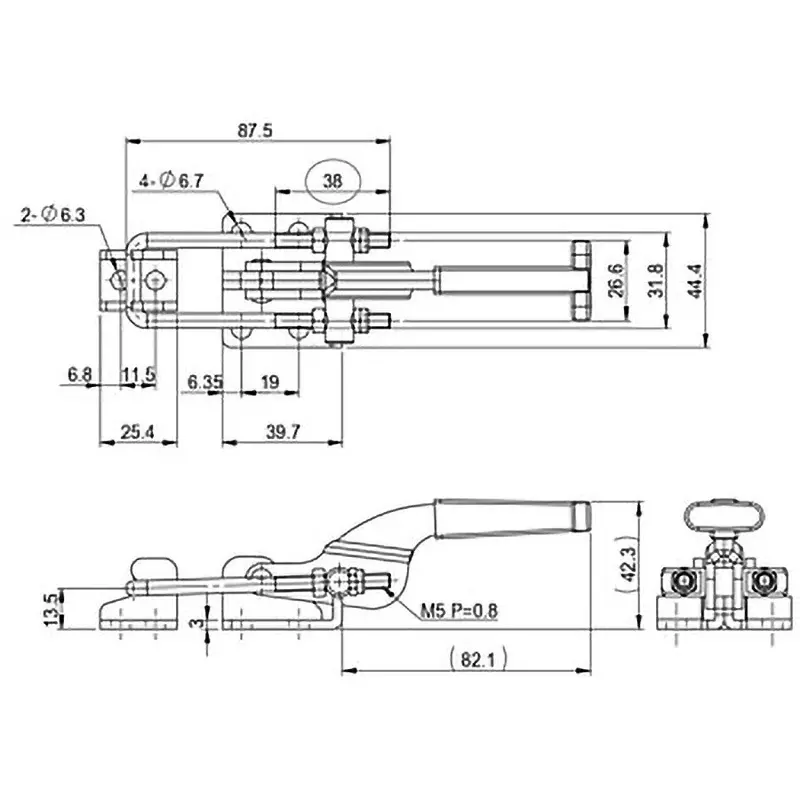monotaro-hook-type-toggle-clamp-mass-209-g-stroke-450-mm-maximum-length-2202-mm-maximum-height-423-mm-gh-431