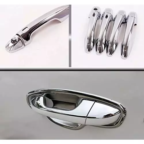 Auto Pearl Stylish Car Door Catch Handle Cover ABS India Compatible For Toyota Etios 2010, HC_Chrome_Etios2010
