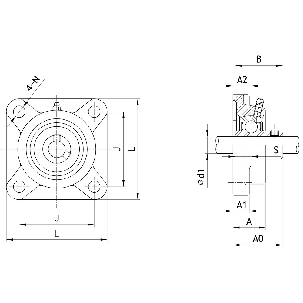 monotaro-square-flange-unit-oil-supply-type-30-mm-shank-diameter-ucf206