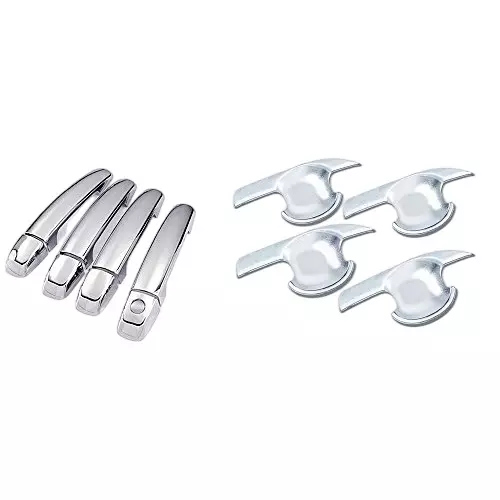Auto Pearl Chrome Handle Bowl Insert Trim Cover ‎Chrome Compatible For ‎Maruti Suzuki New Baleno