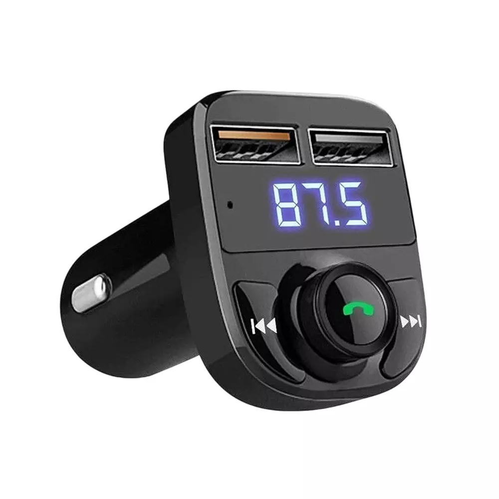 DeoDap Bluetooth FM Transmitter Kit with 3.1 A Quick Charge Dual USB Car Charger Black, 8533