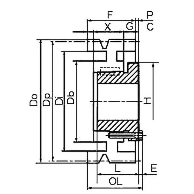 Mitsuboshi Maxter Wedge Pulley 8V Compatible Belt 8 Flutes 1600 mm Effective Dia, 1600-8V-8-W1