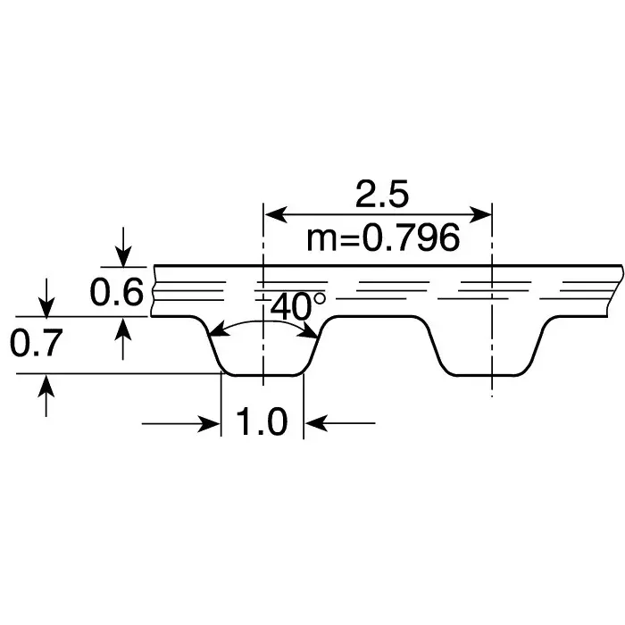 Contitech Timing Belt 152 Teeth 380 mm Length 6 mm Width, 6 / T2.5 / 380 SS