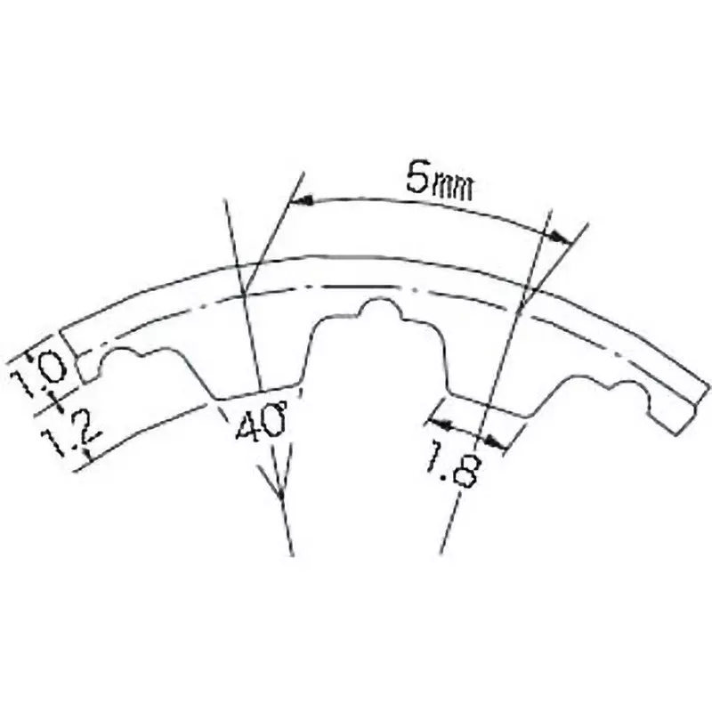 Mitsuboshi Polyurethane Timing Belt T5 Type (Length 700 mm, Teeth 140), T5-10-140