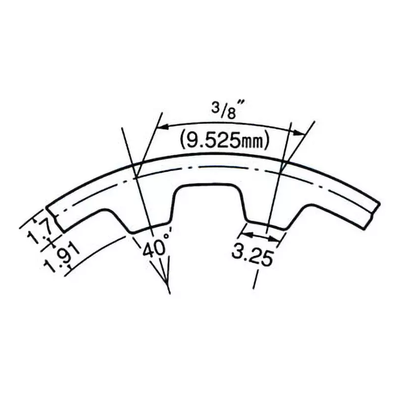 Mitsuboshi Rubber Timing Belt L Shape (Length 542.5 mm, Teeth 58), 217L075
