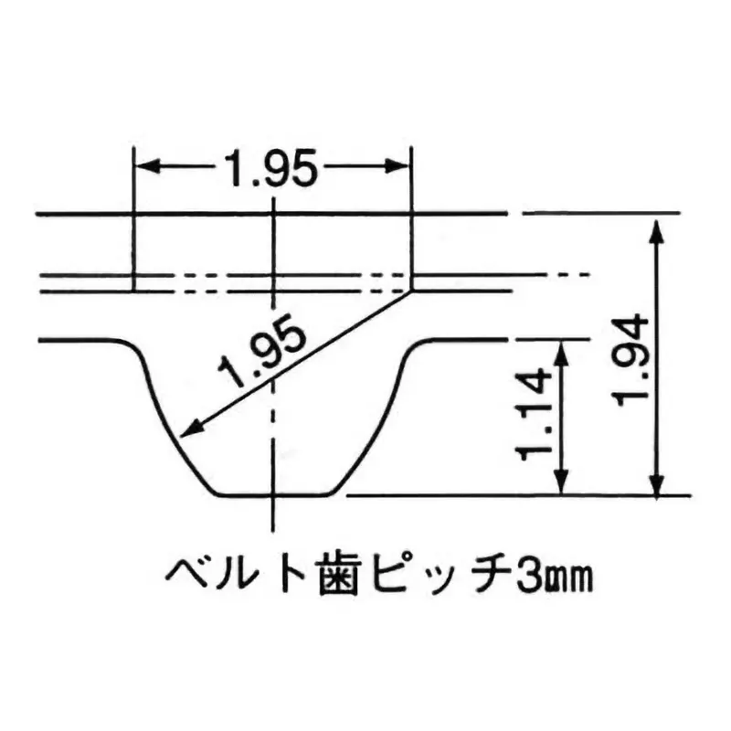 Mitsuboshi Rubber Super Torque Timing Belt S3M Shape (Length 261 mm, Teeth 87), 100S3M261