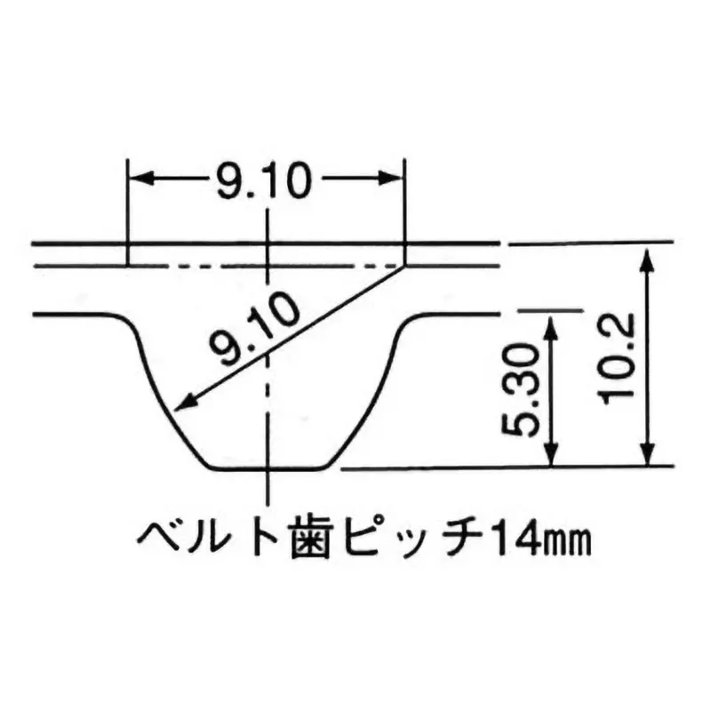 Mitsuboshi Rubber Super Torque Timing Belt S14M Shape (Length 1652 mm, Teeth 118), 800S14M1652