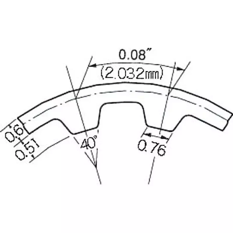 Mitsuboshi Timing Belt MXL Type Width 4.8 mm G Type, 205.23 mm Pitch Circumference, B101Mxl4.8G