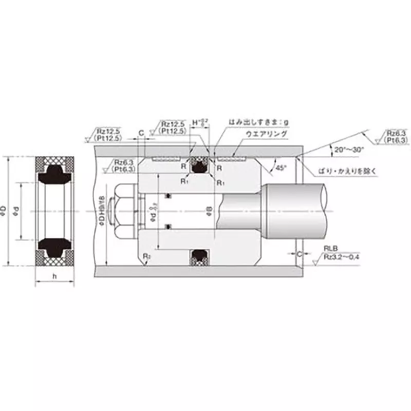 NOK φ107x130 mm SPGW Type PTFE + Nitrile Rubber Packing Seal, SPGW 130 107 15.5
