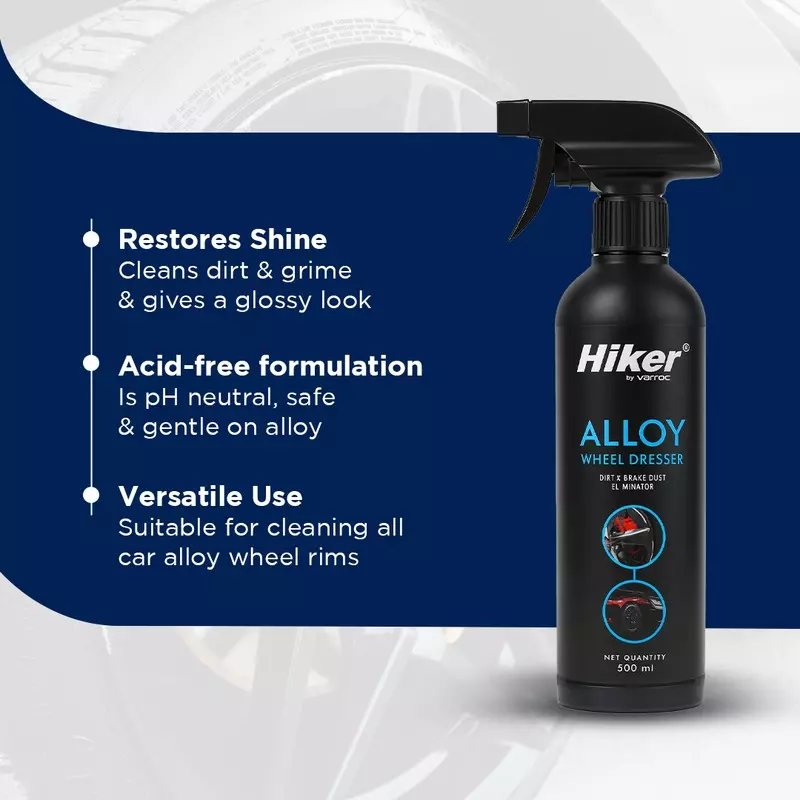 Hiker by Varroc Alloy Wheel Dresser 500 ml Removes Dirt, Grime, and Watermarks and Restores Shine on Tire Alloy Rim
