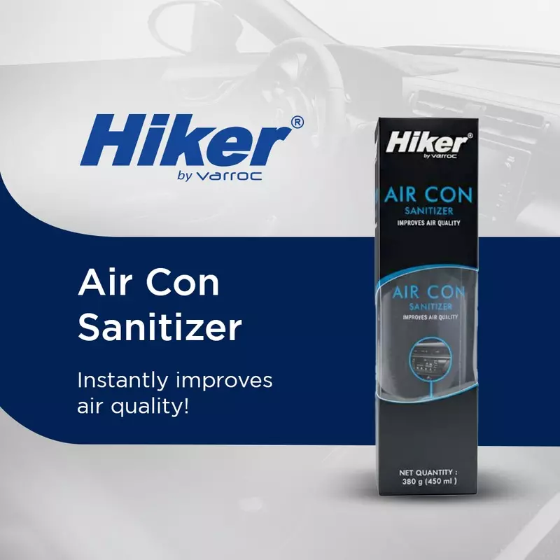 Hiker by Varroc Air Con Sanitizer Spray 450 ml Removes Dust, Neutralises Odour, Antibacterial, Improves Air Quality, Easy Application