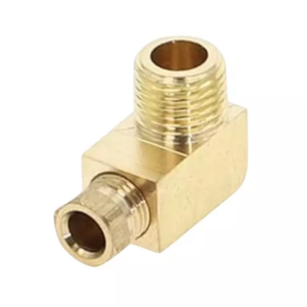Oil Drop Lubrication Oil Pump Brass Elbow 4 mm Tube O.D M10x1 Thread Specification with Locking Screw Compression and Ferruler, OD IE 4d (Pack of 5 Pcs)