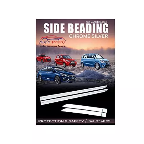 Auto Pearl OE Type Car Side Beading Chrome Silver Finish Compatible For Maruti Suzuki Alto K10 Old, SideBeading_Chrome_AltoK10Old