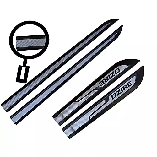 Auto Pearl Car Door Side Beading Moulding ‎Black & Silver Compatible For Maruti Suzuki Dzire All Models (Set of 4 Pcs)