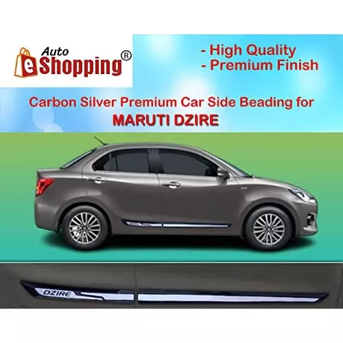 Auto Pearl Car Door Side Beading Moulding ‎Black & Silver Compatible For Maruti Suzuki Dzire All Models (Set of 4 Pcs)