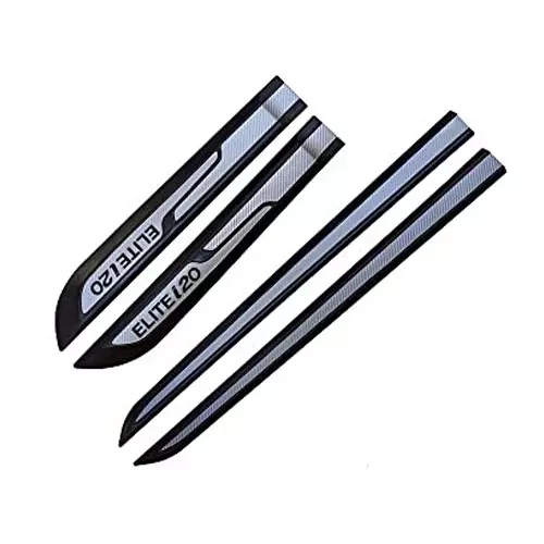 Auto Pearl Car Door Side Beading Moulding ‎Black & Silver Compatible For Hyundai Elite I20 (Set of 4 Pcs)