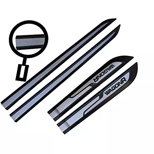Auto Pearl Car Door Side Beading Moulding ‎Black & Silver Compatible For Maruti Suzuki WagonR All Models (Set of 4 Pcs)
