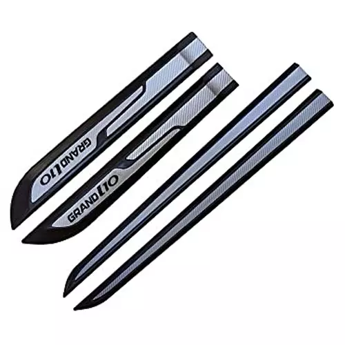 Auto Pearl Car Door Side Beading Moulding ‎Black & Silver Compatible For Hyundai Grand I10 (Set of 4 Pcs)