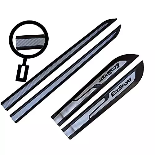Auto Pearl Car Door Side Beading Moulding ‎Black & Silver Compatible For Ford Ecosport (Set of 4 Pcs)
