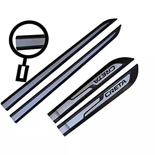 Auto Pearl Car Door Side Beading Moulding ‎Black & Silver Compatible For Hyundai Creta All Models (Set of 4 Pcs)