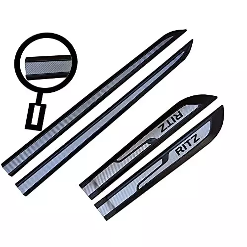 Auto Pearl Car Door Side Beading Moulding ‎Black & Silver Compatible For Maruti Suzuki Ritz (Set of 4 Pcs)