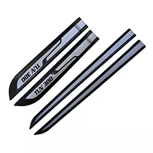 Auto Pearl Car Door Side Beading Moulding ‎Black & Silver Compatible For Mahindra TUV 300 (Set of 4 Pcs)