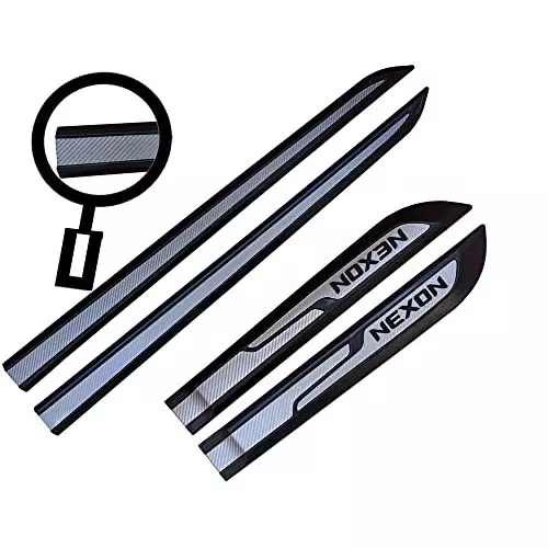 Auto Pearl Car Door Side Beading Moulding ‎Black & Silver Compatible For Tata Nexon (Set of 4 Pcs)