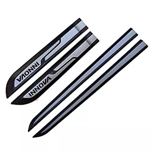 Auto Pearl Car Door Side Beading Moulding ‎Black & Silver Compatible For Toyota Innova (Set of 4 Pcs)