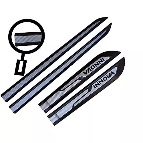 Auto Pearl Car Door Side Beading Moulding ‎Black & Silver Compatible For Toyota Innova (Set of 4 Pcs)