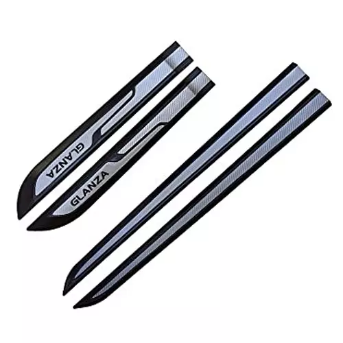 Auto Pearl Car Door Side Beading Moulding ‎Black & Silver Compatible For Toyota Glanza (Set of 4 Pcs)