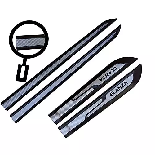 Auto Pearl Car Door Side Beading Moulding ‎Black & Silver Compatible For Toyota Glanza (Set of 4 Pcs)