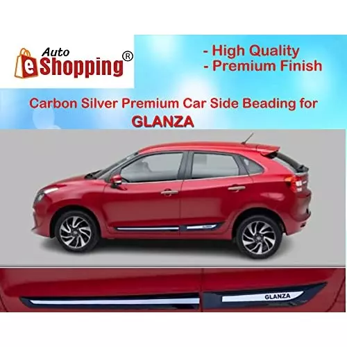 Auto Pearl Car Door Side Beading Moulding ‎Black & Silver Compatible For Toyota Glanza (Set of 4 Pcs)