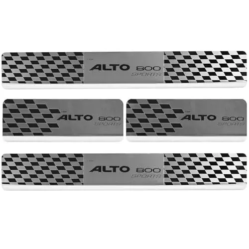 AllExtreme Car Door Foot Step Sill Plate Mirror Finish Silver Stainless Stee Compatible For Alto-800  (Set of 4)