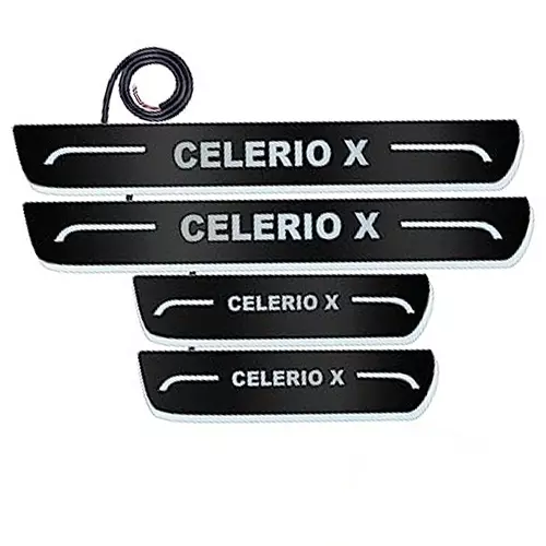 Auto Pearl Car Door Foot Step Led Sill/Scuff Plates Mirror Finish Black Compatible For Maruti Suzuki Celerio X 2017, LEDBlklPLATE_Blk_CelerioX2017 (Set of 4)