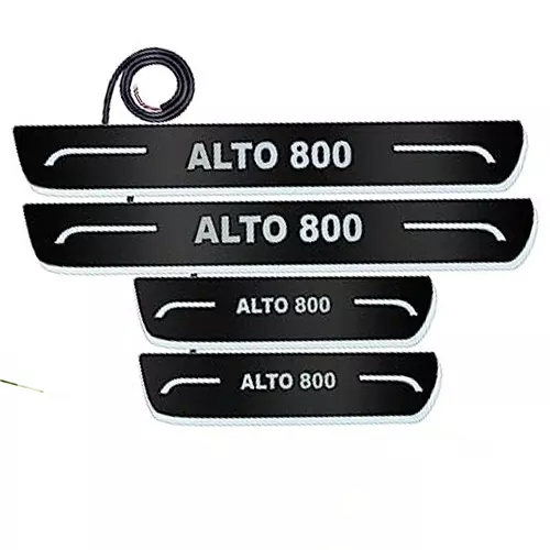 Auto Pearl Car Door Foot Step Led Sill/Scuff Plates Mirror Finish Black Compatible For Maruti Suzuki Alto 800 (2016-2019), LEDBlklPLATE_Blk_Alto800_2016_19 (Set of 4)