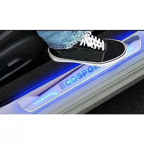 Auto Pearl Car Door Foot Step Led Sill/Scuff Plates Mirror Finish Silver Compatible For Ford Ecosport (2013-2016), LEDSillPLATE_Sil_Ecosport2013_16 (Set of 4)