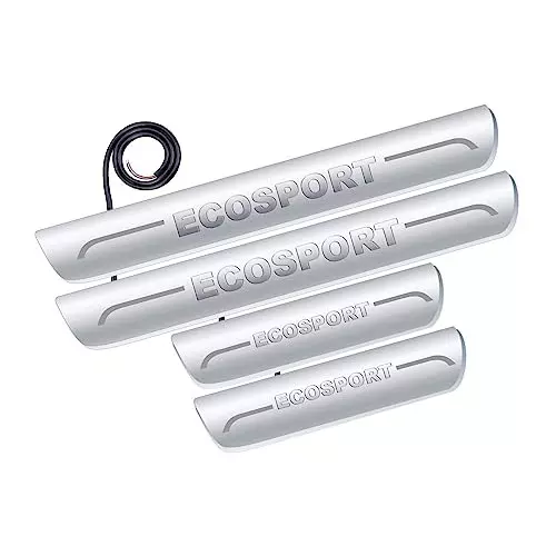 Auto Pearl Car Door Foot Step Led Sill/Scuff Plates Mirror Finish Silver Compatible For Ford Ecosport (2013-2016), LEDSillPLATE_Sil_Ecosport2013_16 (Set of 4)