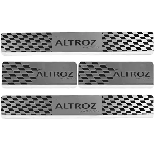 AllExtreme Car Door Foot Step Sill Plate Mirror Finish Silver Stainless Stee Compatible For Altroz (Set of 4)
